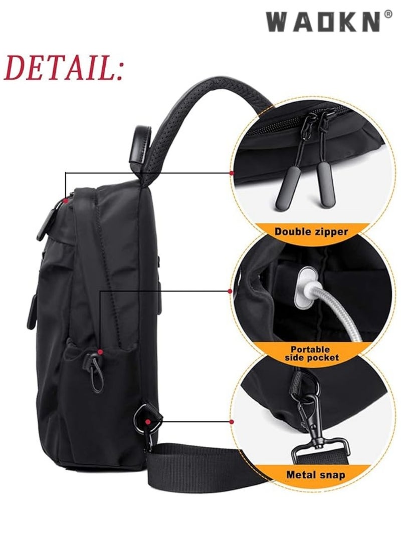 Trendy Slanted Single Shoulder Chest Bag, Travel Sports Casual Bag with USB Charging Interface