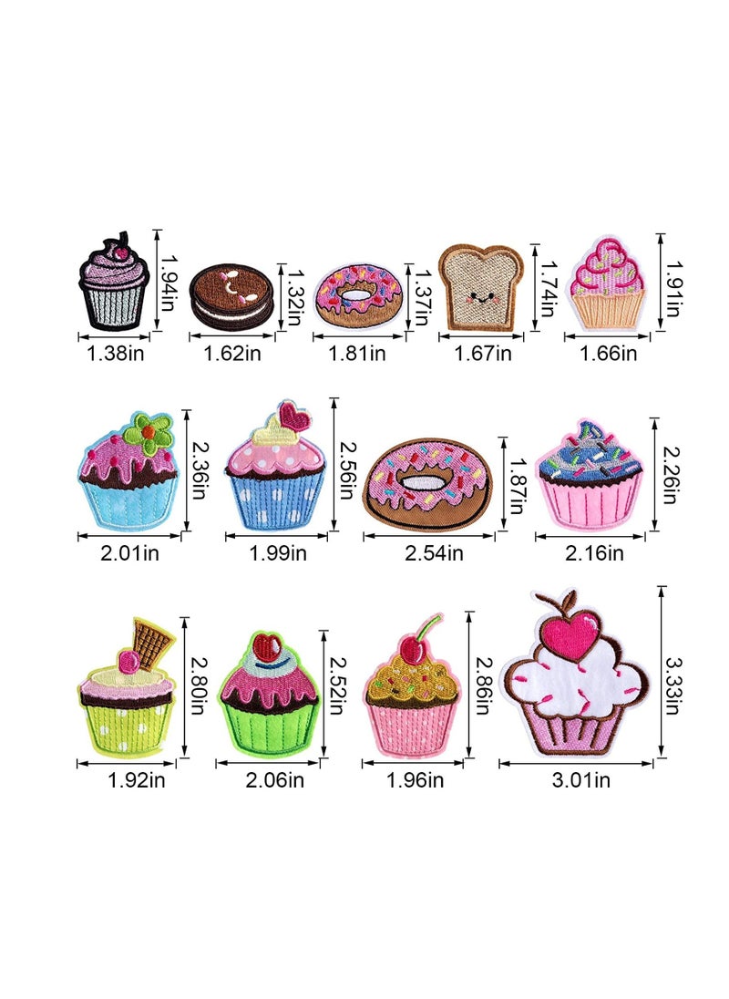 Embroidered Patches 13 Pieces Cupcake Shape Patches Colourful Iron on Patches for Clothing Jackets Bags DIY Sweet Embroidery Patches lovely Sewing Craft Decoration for Jackets Hats Backpacks Jeans