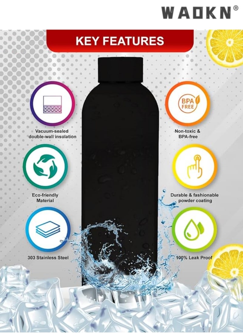 Water Bottle Stainless Steel, Drinking Thermos Double Wall Insulated Water Bottles for Hot and Cold Water Kids School Hydro Flask Metal Water Bottle for Gym Office Water Bottle