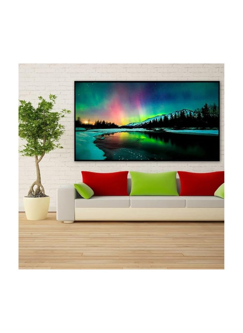 HASTHIP® 5D Diamond Painting Kit, 27.5 X 15.7inch Large Size Aurora Lake Diamond Painting Kits for Adults, DIY Full Drill Crystal Rhinestone Arts and Crafts, Art Diamond Painting for Home Wall Decor