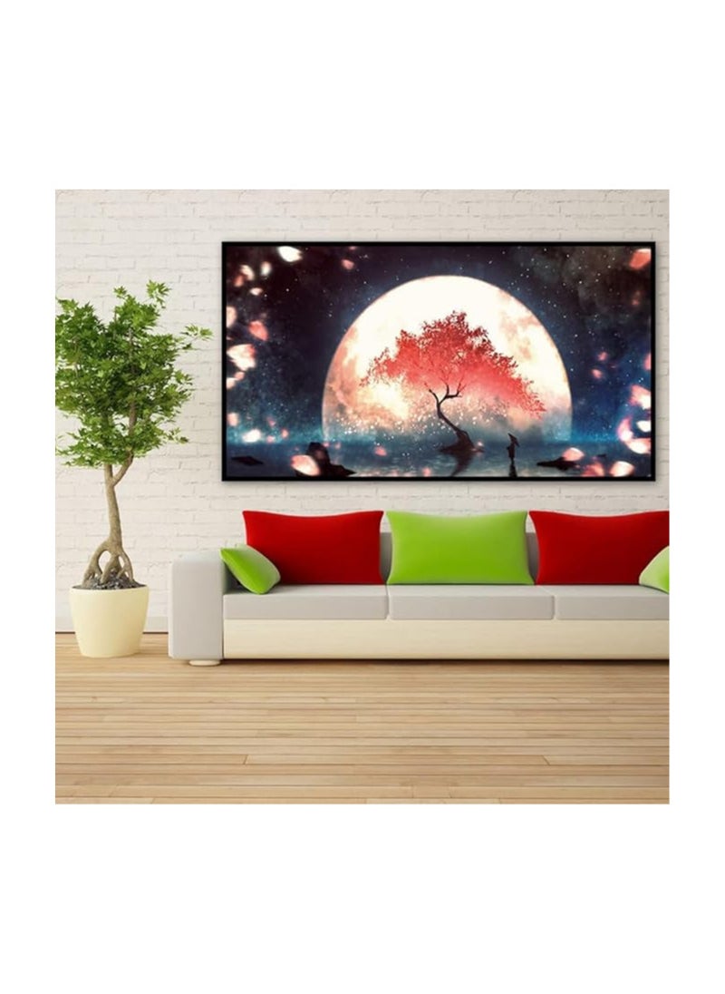 HASTHIP® 5D Diamond Painting Kit, 27.5 X 15.7inch Large Size Moon Tree Diamond Painting Kits for Adults, DIY Full Drill Crystal Rhinestone Arts and Crafts, Art Diamond Painting for Home Wall Decor