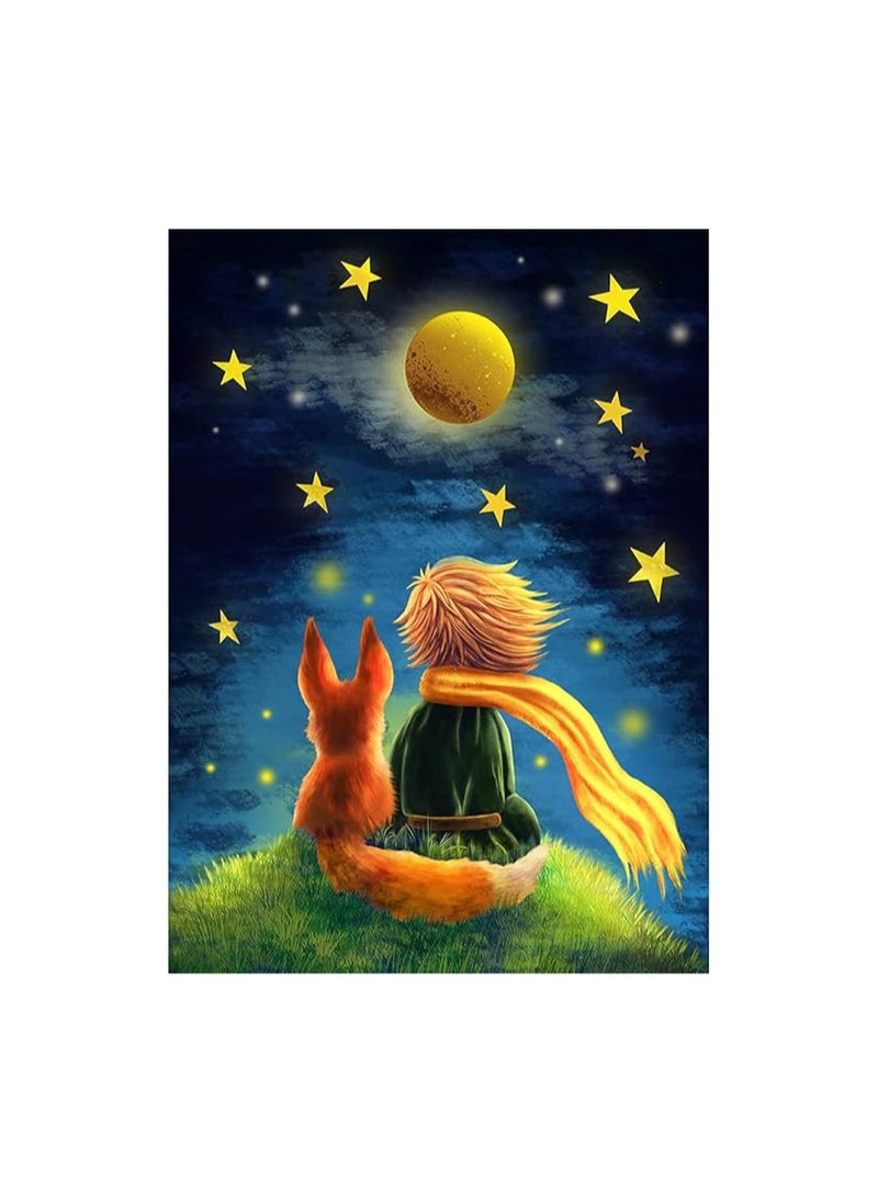 HASTHIP® Diamond Painting Kit, 12x16inch The Little Prince and Wolf 5D Diamond Painting Kit for Adults & Kids, Very Suitable for Home Leisure and Wall Decoration, Gift for Kids and Adults