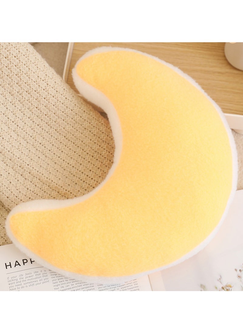 32 CM Cute Moon Shape Plush Toy Soft Stuffed Cartoon Doll For Girls And Boys All Ages Gift (Yellow)