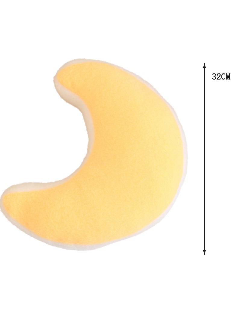 32 CM Cute Moon Shape Plush Toy Soft Stuffed Cartoon Doll For Girls And Boys All Ages Gift (Yellow)