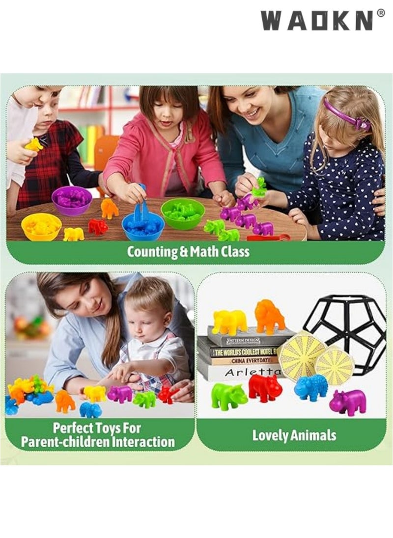 Educational Animal Matching & Sorting Game with Colorful Bowls for Preschool Learning Activities, Montessori-Inspired Sensory STEM Toy Sets for Daycare, Ideal Gift for Toddlers and Kids Ages 3+