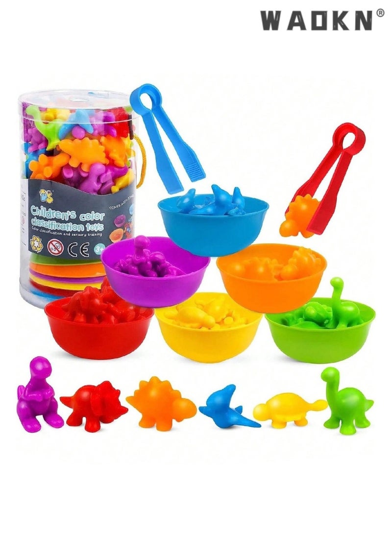 Educational Animal Matching & Sorting Game with Colorful Bowls for Preschool Learning Activities, Montessori-Inspired Sensory STEM Toy Sets for Daycare, Ideal Gift for Toddlers and Kids Ages 3+