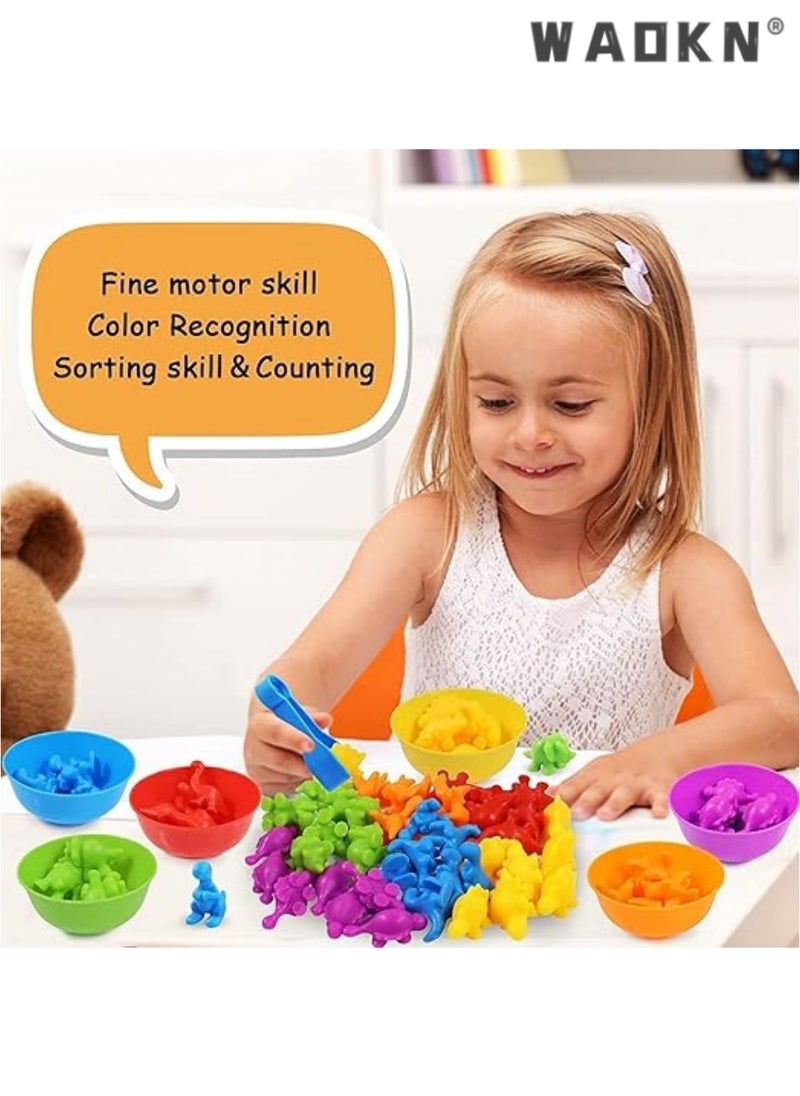 Educational Animal Matching & Sorting Game with Colorful Bowls for Preschool Learning Activities, Montessori-Inspired Sensory STEM Toy Sets for Daycare, Ideal Gift for Toddlers and Kids Ages 3+