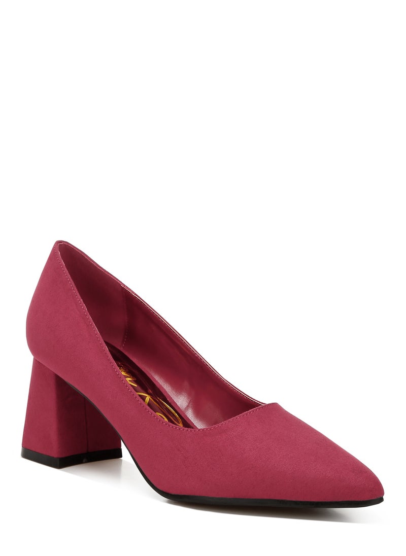 Block Heel Pumps in Burgundy