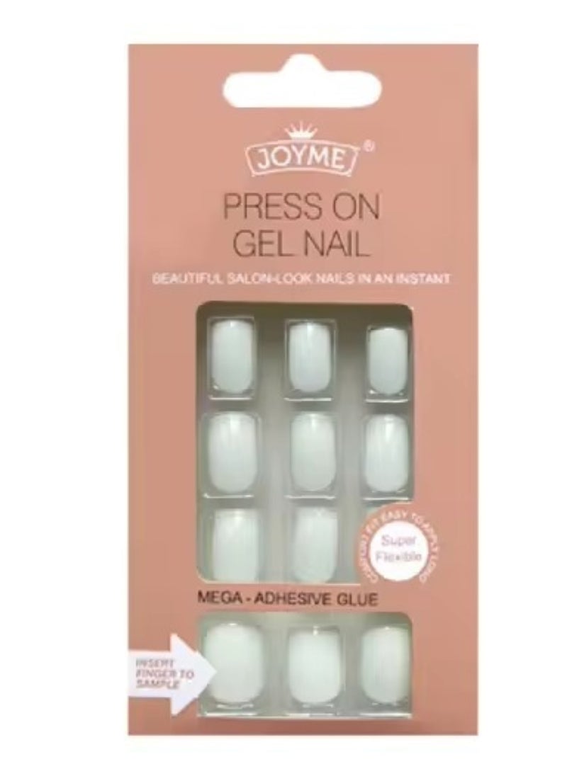 24-Piece Pack Press On Full Cover Nails Glue Free Convenience White