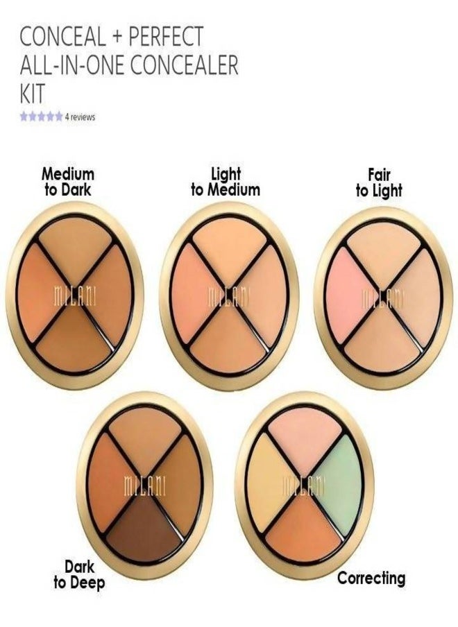 MILANI Conceal + Perfect All-In-One Concealer Kit - Shade 03 Medium to Dark | Multi-Purpose Coverage & Contouring