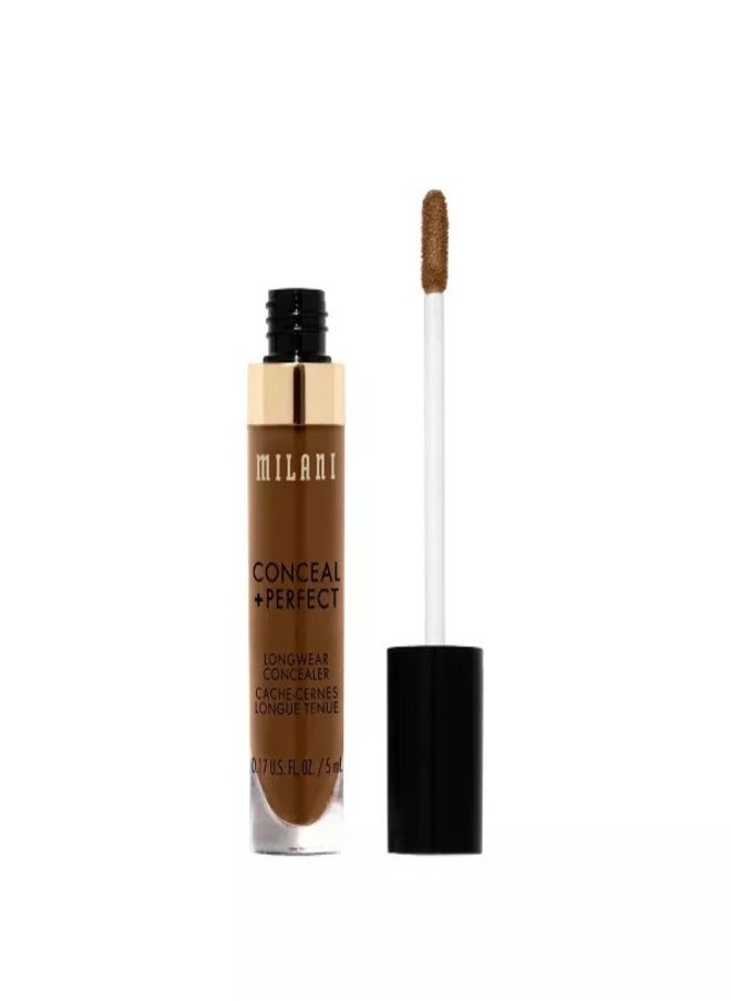 Milani Conceal + Perfect Longwear Concealer in 180 Cool Toffee – Full Coverage, Lightweight Formula, 16-Hour Wear, Hydrating and Crease-Proof for Flawless Skin, 0.17 fl oz