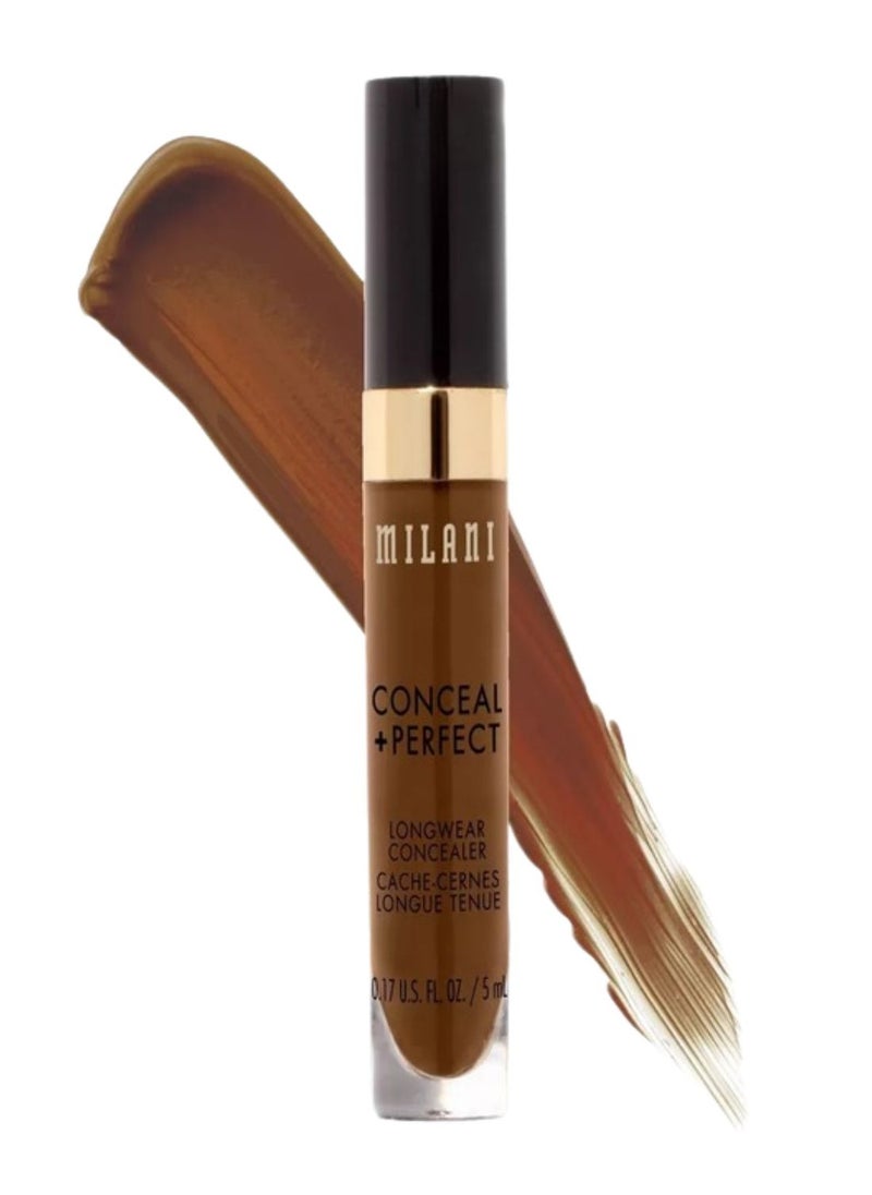 Milani Conceal + Perfect Longwear Concealer in 180 Cool Toffee – Full Coverage, Lightweight Formula, 16-Hour Wear, Hydrating and Crease-Proof for Flawless Skin, 0.17 fl oz