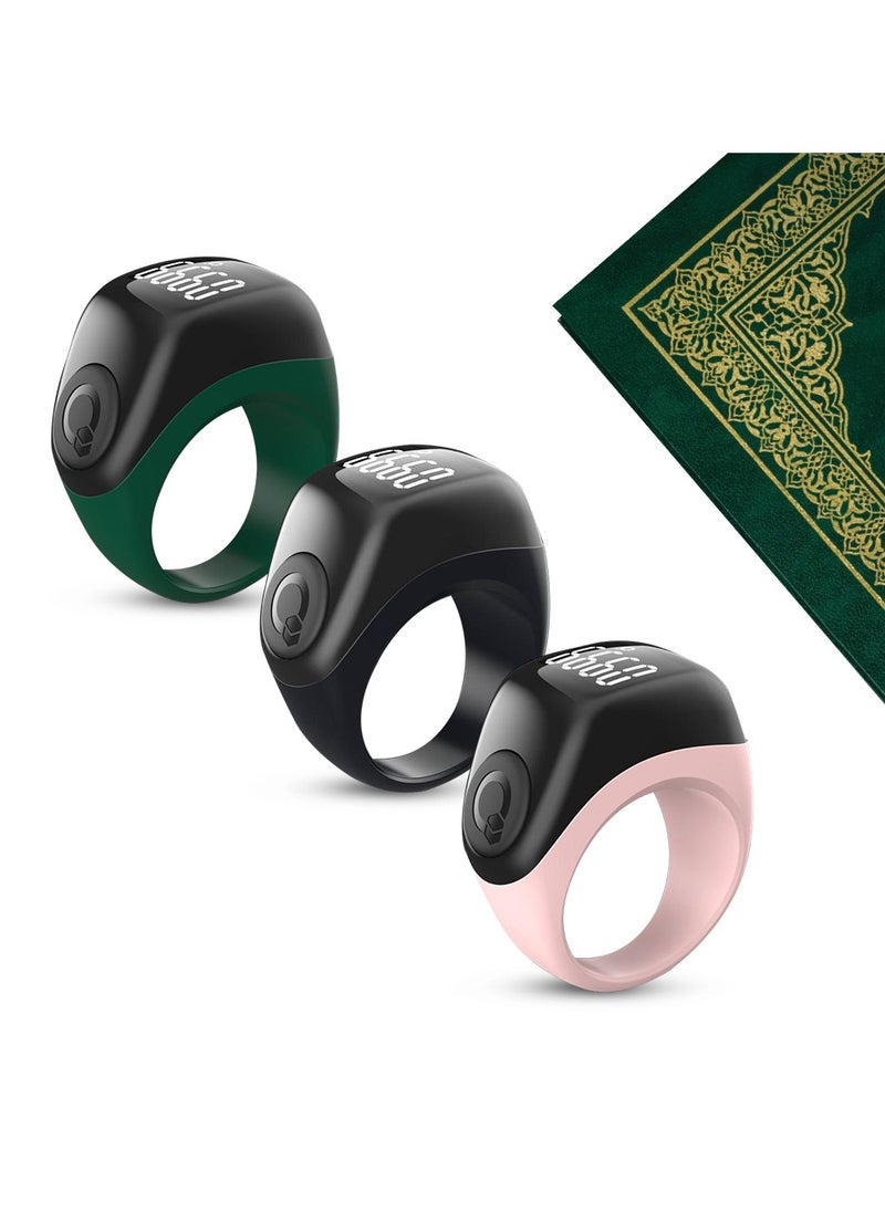 iQibla Zikr Flex Advance Ring Tasbih Counting With 3 Compatible Sizes(18mm / 20mm / 22mm) | 2 - 5 Prayer Reminder | Tasbih Reminder | BT Connectivity | Qibla Life App - Black