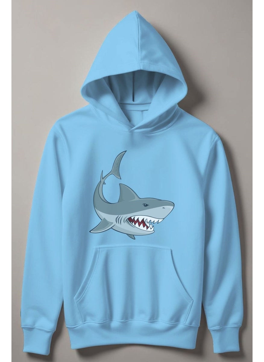 Shark Printed Hooded Kids Sweatshirt 12490