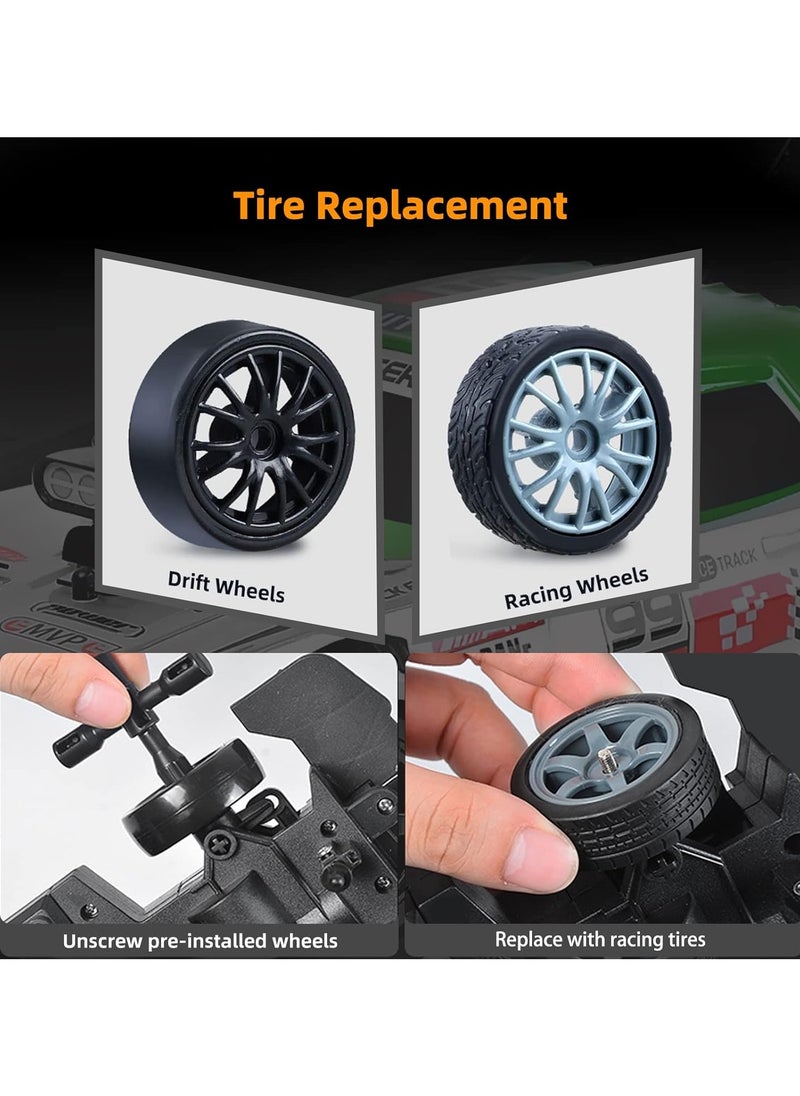 1:16 Scale Remote Control Car RC Drift Car 4WD 18KM/H High Speed Model Vehicle 2.4GHz with LED Lights Spray Rubber Tire Racing Sport Toy Car for Adults Boys Girls Kids Gift 2Pcs Rechargeable Batteries - Orange/Black