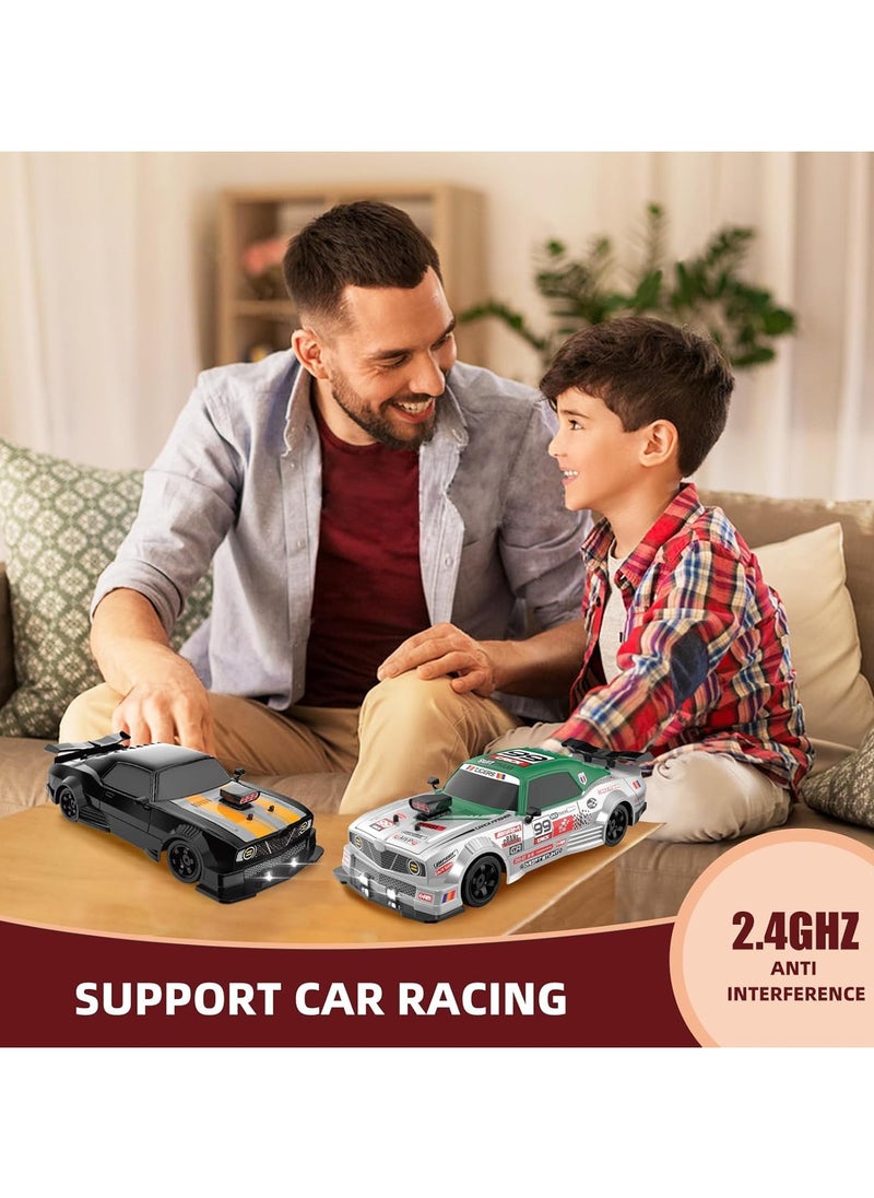 1:16 Scale Remote Control Car RC Drift Car 4WD 18KM/H High Speed Model Vehicle 2.4GHz with LED Lights Spray Rubber Tire Racing Sport Toy Car for Adults Boys Girls Kids Gift 2Pcs Rechargeable Batteries - Black