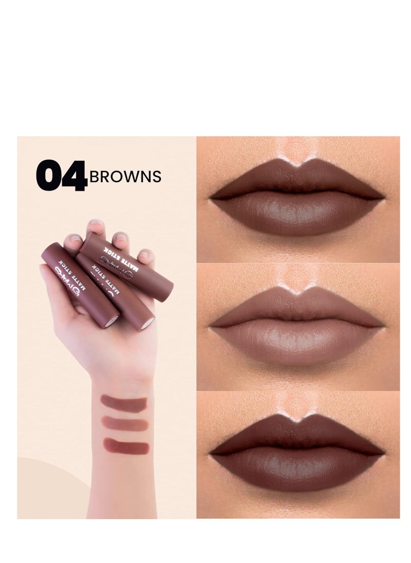 MARS Matte Box Set of 3 Lipsticks for Women | Long-Lasting | Smooth Finish | Moisturising | One Swipe Pigmentation (3x3.2 gm) (04-Brown)
