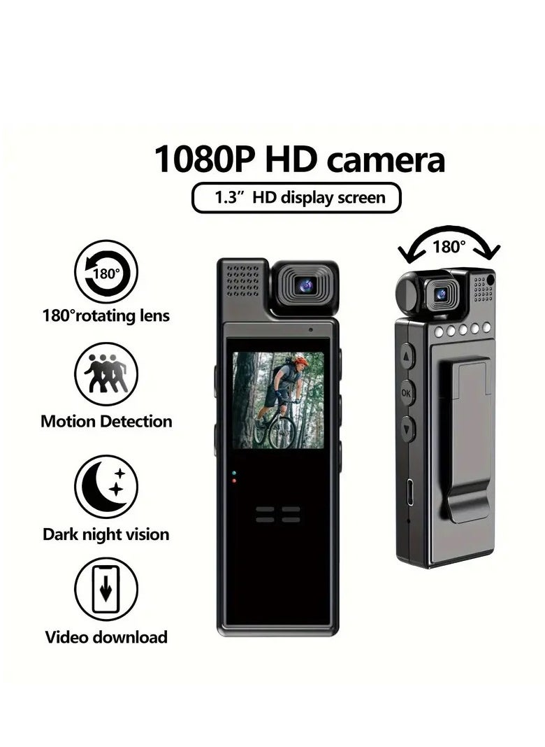 Action camera，Pocket camera，Body Camera with Audio and Video Recording.True HD 1080P 1.4 in Screen ，Waterproof 360 Action Camera, for Sports, Travel, Outdoor