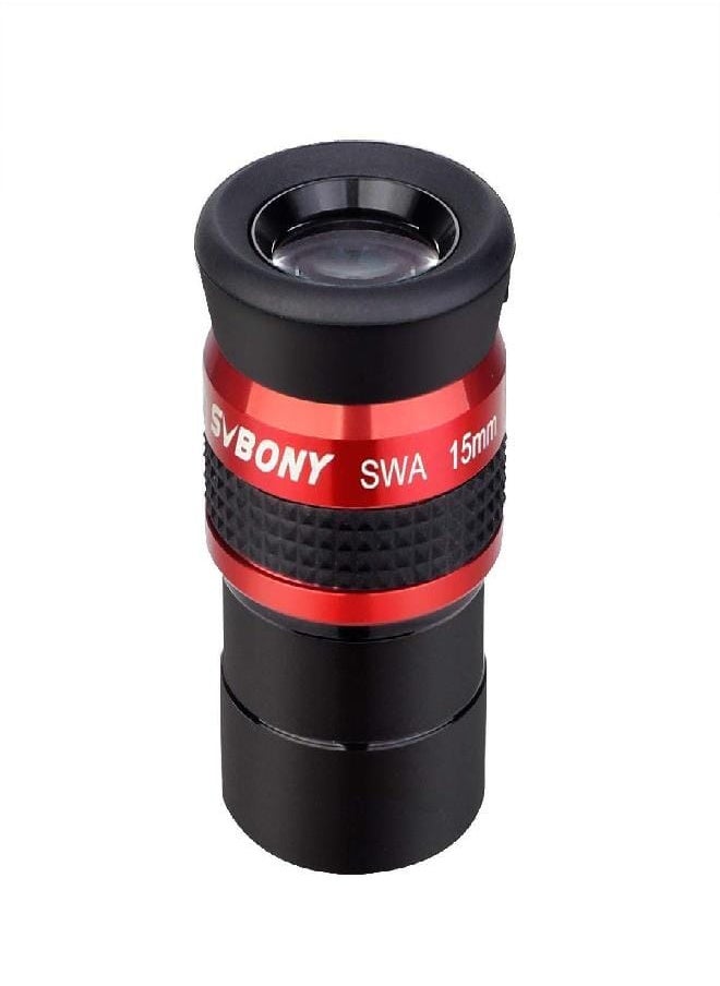 SV154 Telescope Eyepiece 1.25 inch SWA 70 Degree 15mm Super Wide Angle Telescope Accessory with Twist Up Eyecups