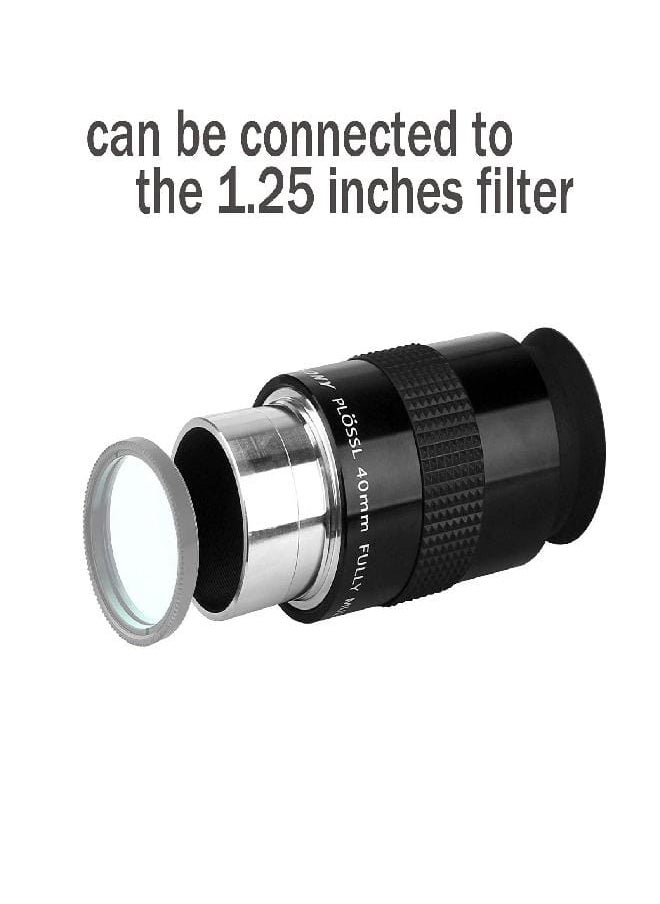 SV131 Plossl Eyepiece, 1.25 Inches 40mm Telescope Lens, 4 Elements Design 48 Degrees Field of View Telescope Eyepiece with Filter Threaded for Telescope