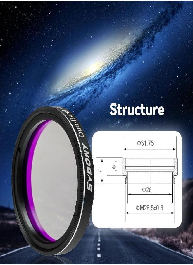 SV220 Telescope Filter, Dual-Band Nebula Filter, H-Alpha and O-III Narrowband Filter for One-Shot Color Cameras, Light Pollution Filter for Astrophotography (1.25 inches)