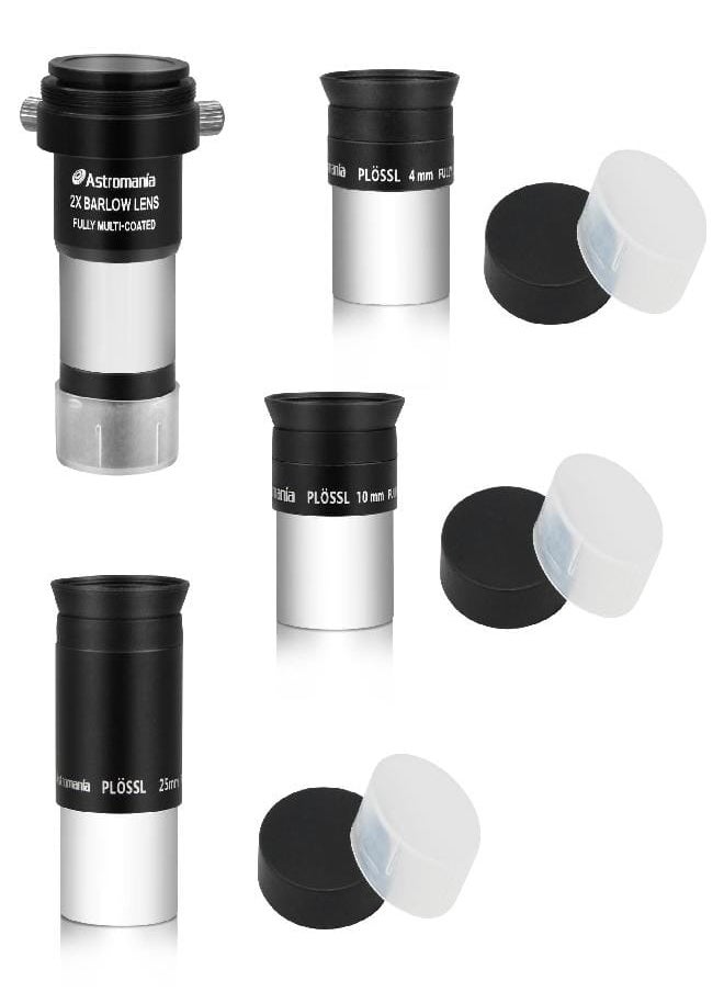 Astromania Multi Coated 1.25-Inch Plossl Eyepieces(4mm, 10mm, 25mm) with 2X Barlow Astronomical Telescope Accessory Kit - let You get The Most Out and enhances The Performance of Your Telescope