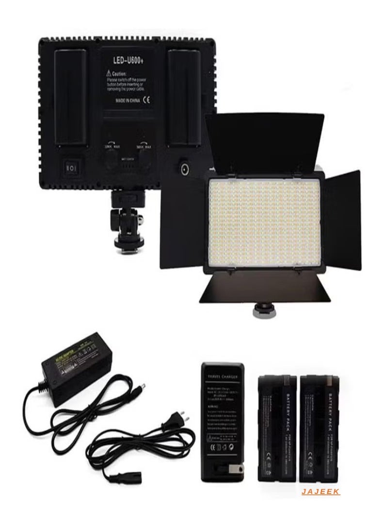 Rechargeable Pro LED 600 Photography Light – Adjustable 3200-6000K for Photo Shoots, YouTube Vlogs, TikTok, Insta Reels, Wedding Photography, and Studio Use with Stand and Camera Mount