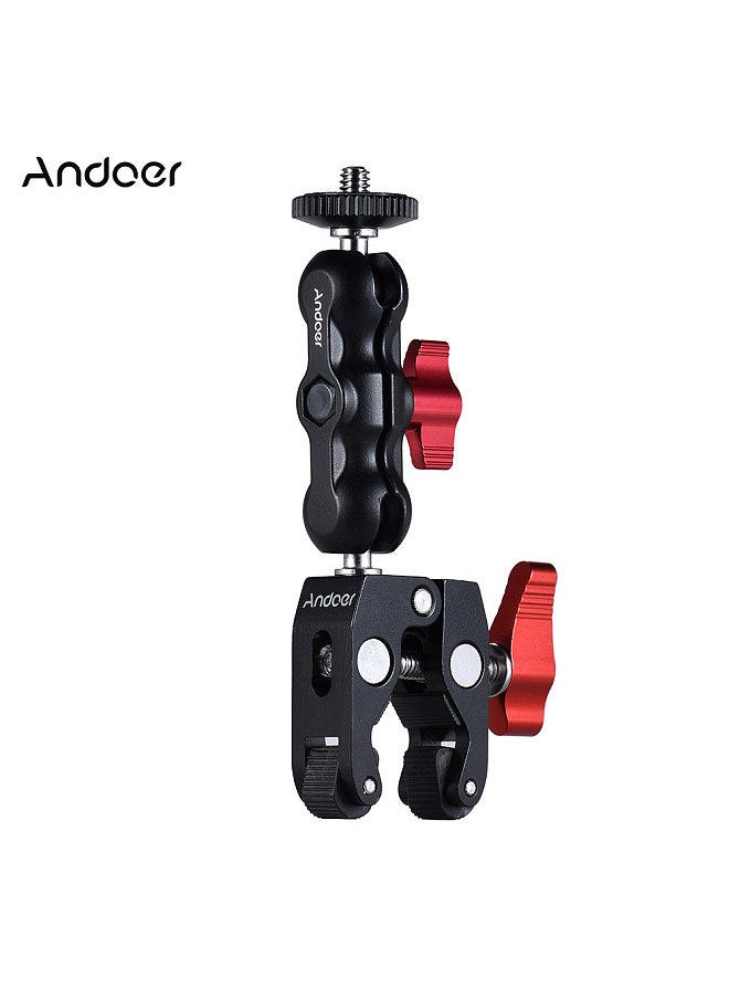 Multi-function Ball Head Clamp Ball Mount Clamp Arm Super Clamp with 1/4-20 Thread for GPS Phone LCD/DV Monitor LED Video Light Flash Light Microphone and More