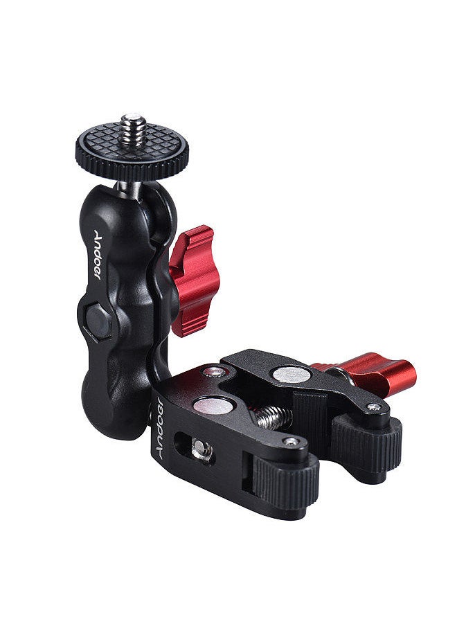 Multi-function Ball Head Clamp Ball Mount Clamp Arm Super Clamp with 1/4-20 Thread for GPS Phone LCD/DV Monitor LED Video Light Flash Light Microphone and More