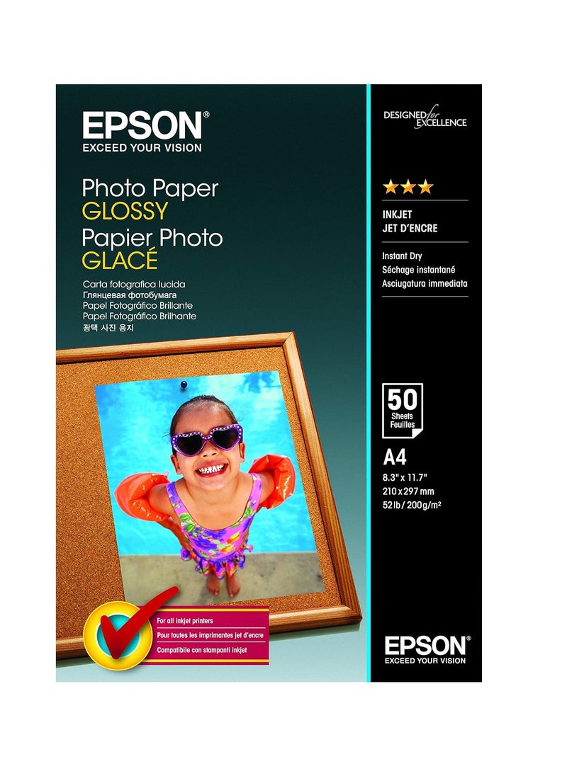 Epson C13S042539 A4 Photo Paper Pack of 50, Pink, 235G404, 50 Sheets