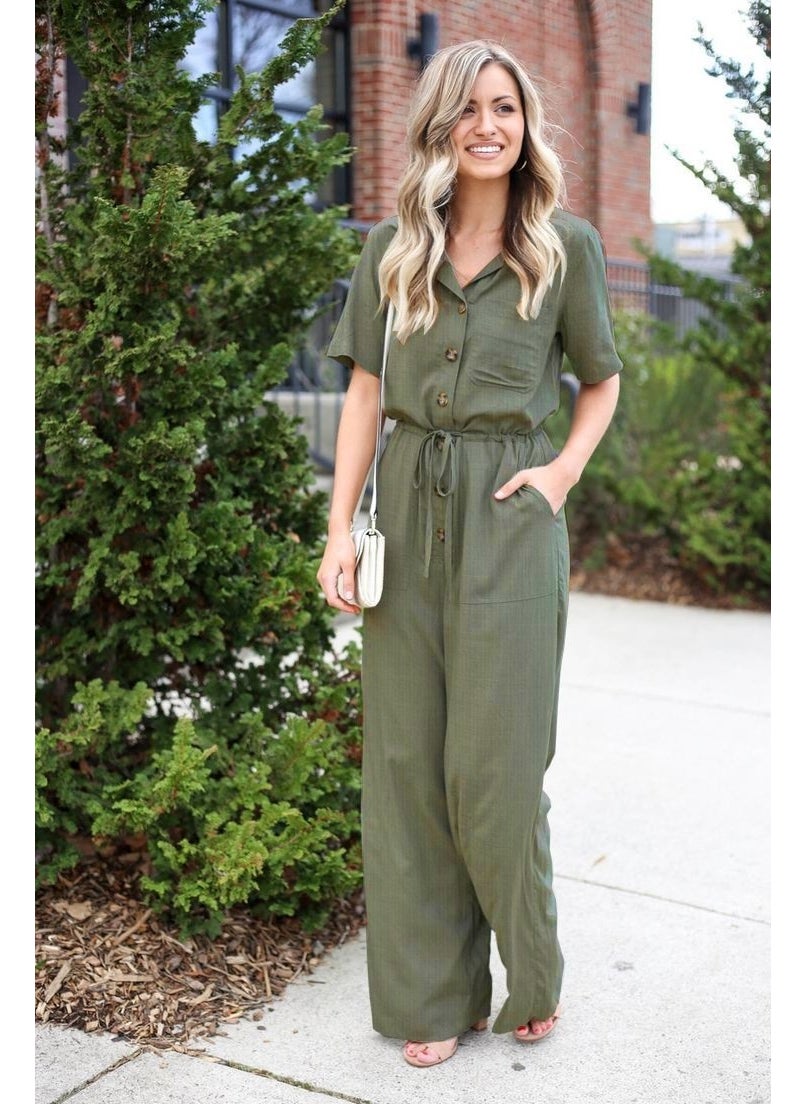 Linen Casual Jumpsuit LN20HAKI12