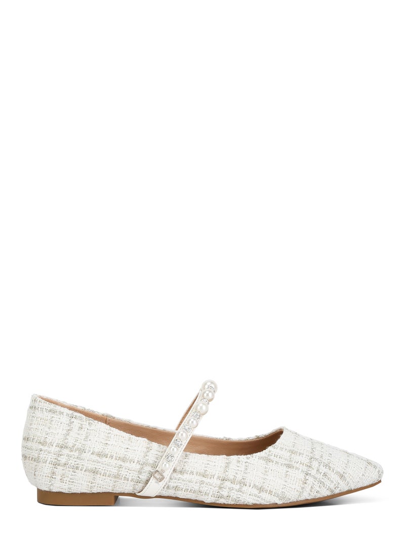 White Mary Jane Ballet Flats