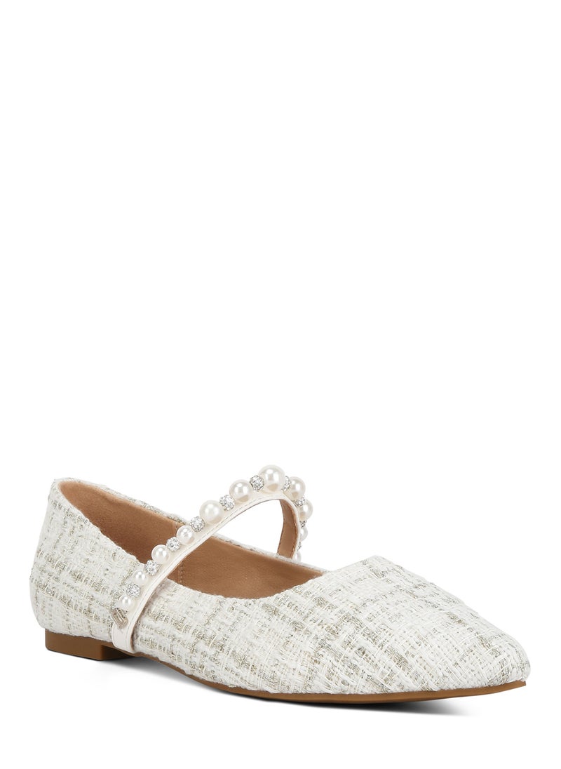 White Mary Jane Ballet Flats