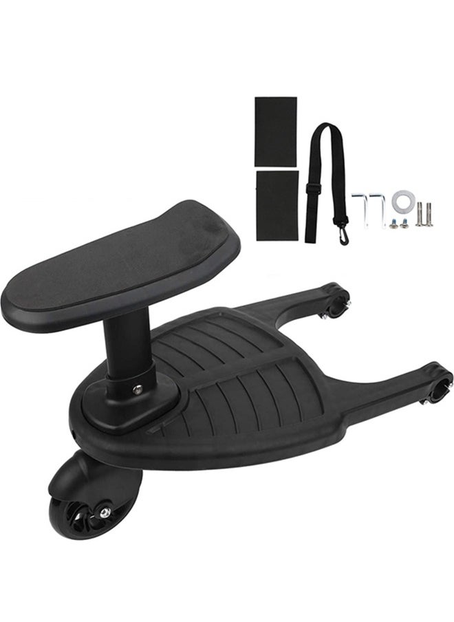 Universal Stroller Board Pedal,2in1 Stroller Board With Seat,Stroller Auxiliary Pedal,Adjustable Buggy Board,Children Standing Plate Sitting Seat Stroller Accessory(Black)