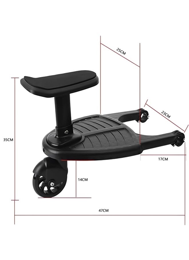 Universal Stroller Board Pedal,2in1 Stroller Board With Seat,Stroller Auxiliary Pedal,Adjustable Buggy Board,Children Standing Plate Sitting Seat Stroller Accessory(Black)