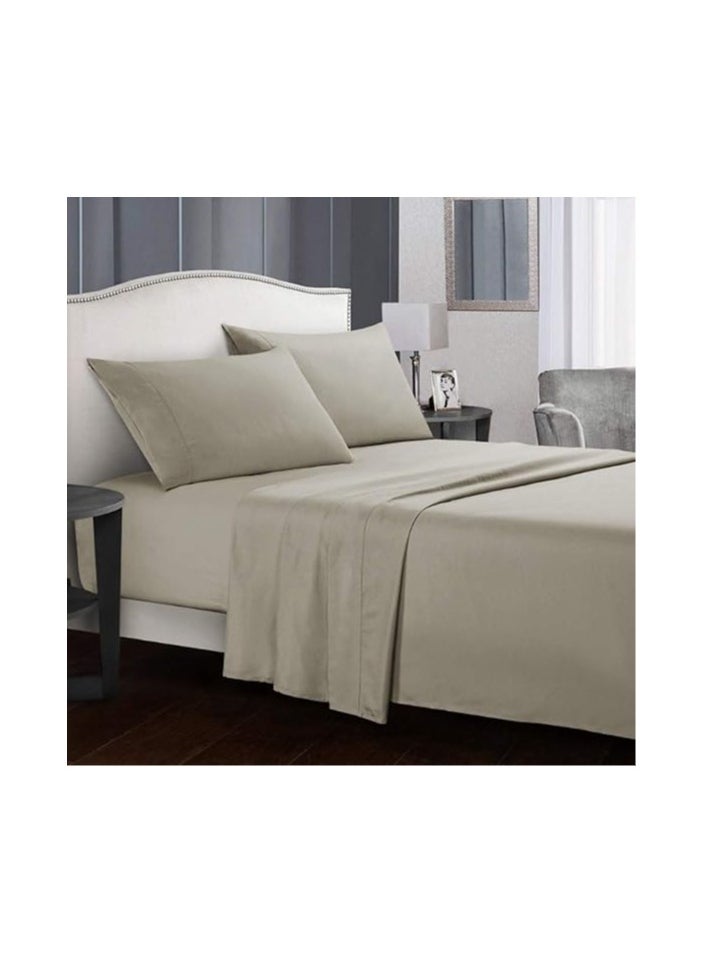 Generic VG-4BS-SOLID-CK-K Satin Polyester Fitted California King Bedsheet, Khaki, 274 X 259cm