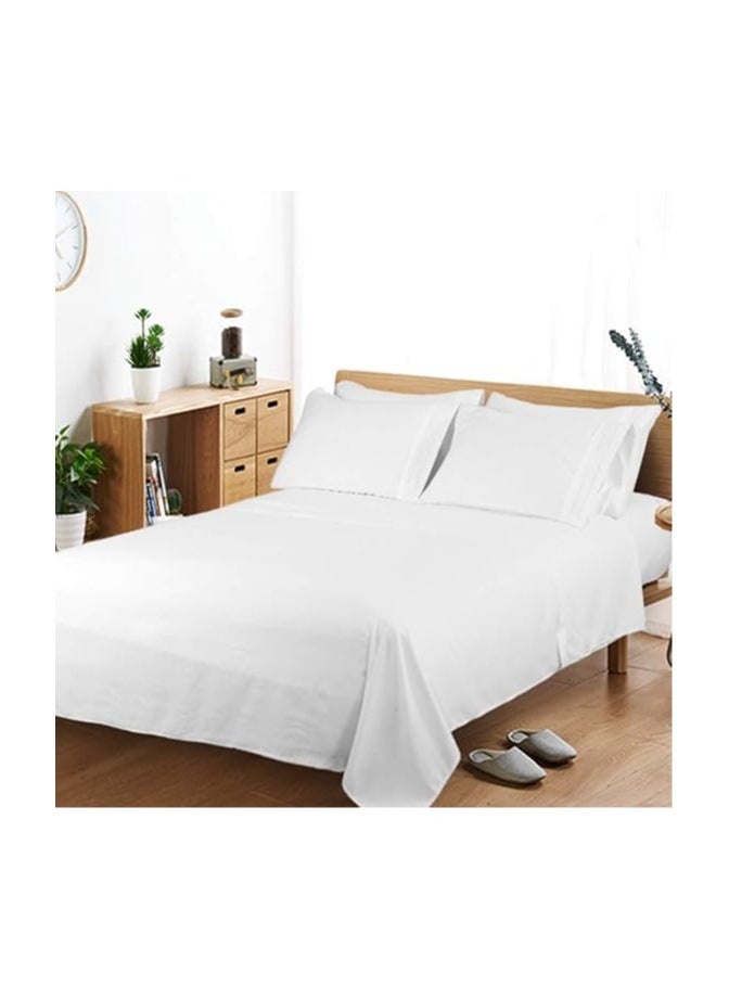 Generic Satin Polyester Fitted Queen Bedsheet, White, 230 X 259cm, Vg-4Bs-Solid-Q-W