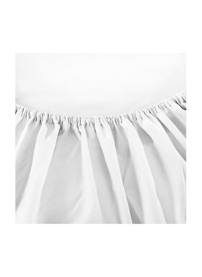 Generic Satin Polyester Fitted Queen Bedsheet, White, 230 X 259cm, Vg-4Bs-Solid-Q-W