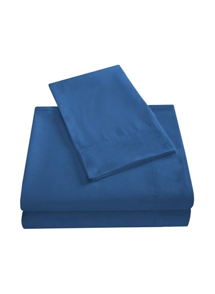 Generic Satin Polyester Fitted King Bedsheet, Navy Blue, 274 X 259cm