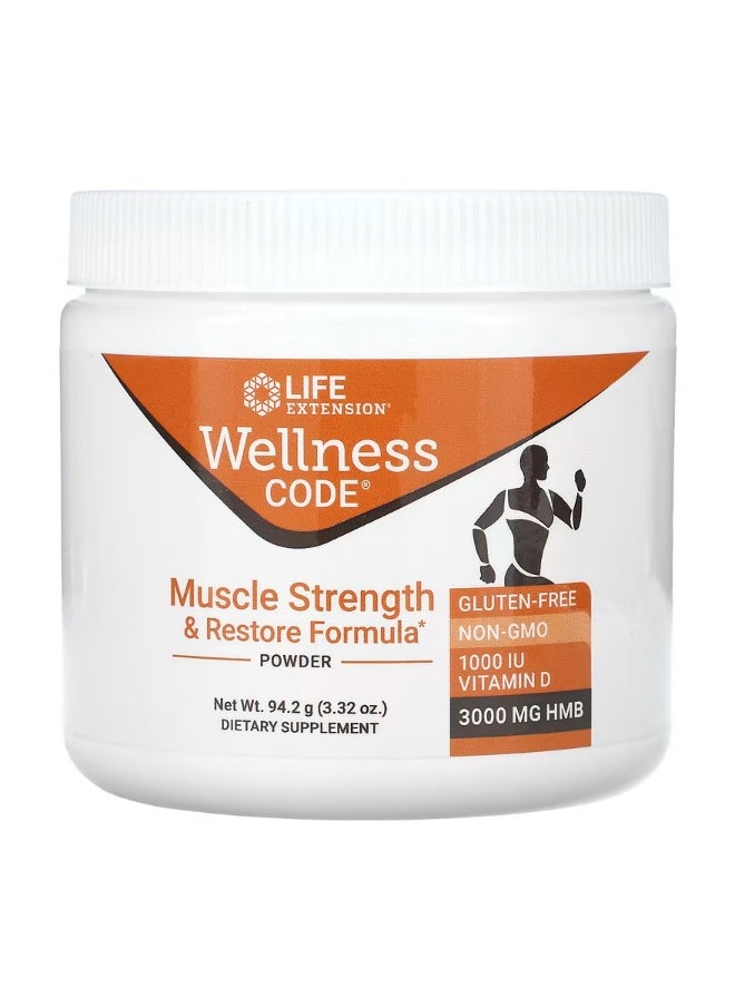 Wellness Code Muscle Strength and Restore Formula Powder 3.32 oz 94.2 g