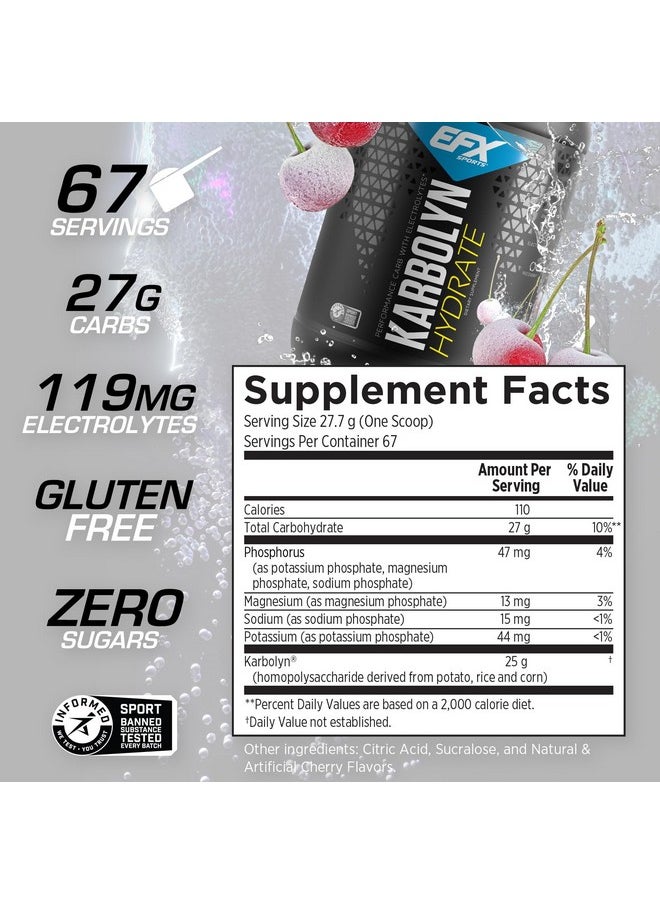 EFX Sports Karbolyn Hydrate | Carbohydrate Powder + Electrolytes | Sugar Free Sports Drink Mix | Fuel & Hydration | Stimulant Free | 66 Servings (White Cherry Frost)