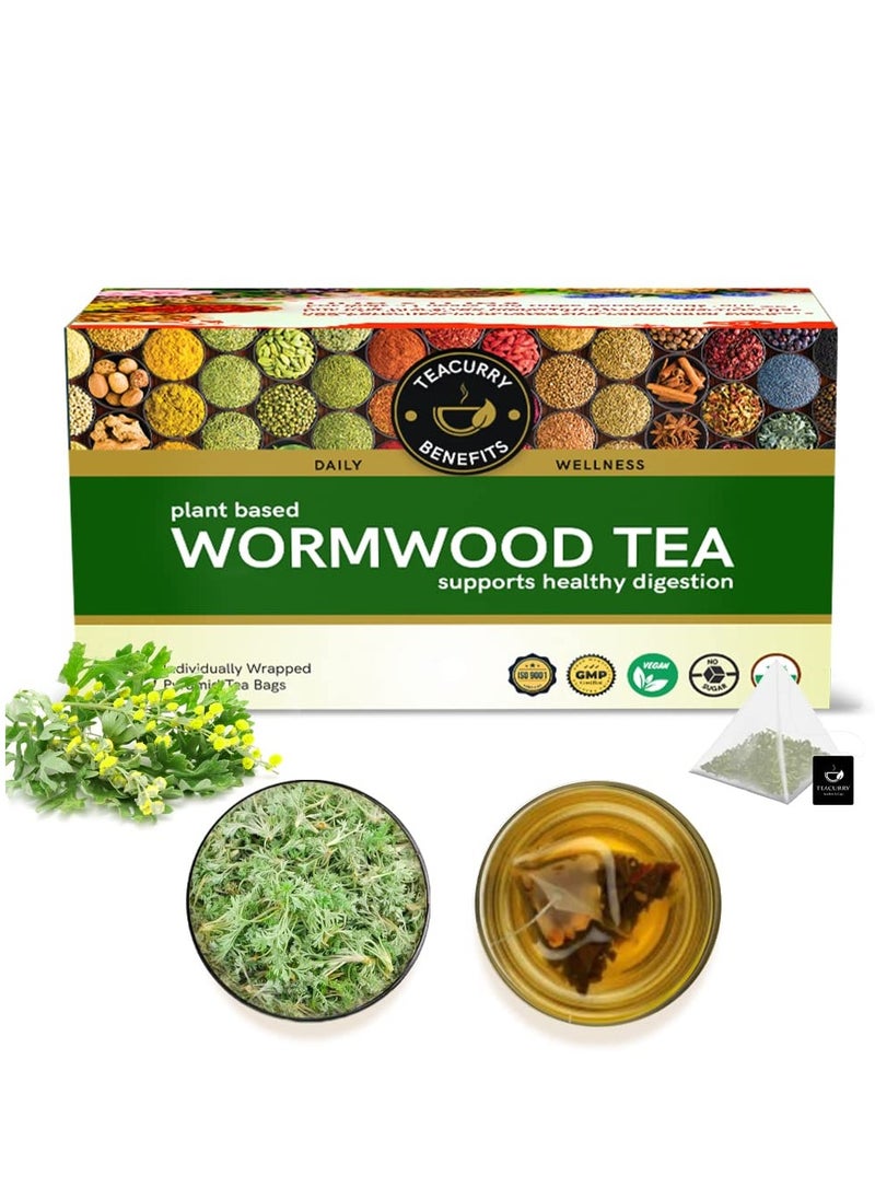 TEACURRY Wormwood Tea (1 Month Pack, 30 Tea Bags) - Helps with Digestion, Ulcer and Liver Care – Premium Himalayan Artemisia