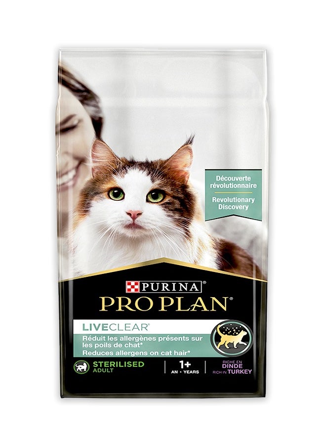 LiveClear Adult 1+ Sterilised Rich in Turkey Cat Food - 2.8KG