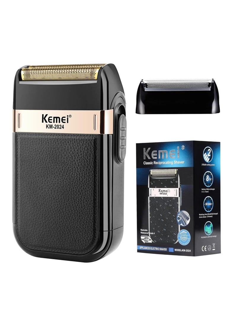 KEMEI Men's Electric Razor Waterproof Reciprocating Razor Cordless Precision Beard Trimmer Twin Blade USB Rechargeable Grooming Razors,Shaving & Hair Removal Products (2024 Shaver)