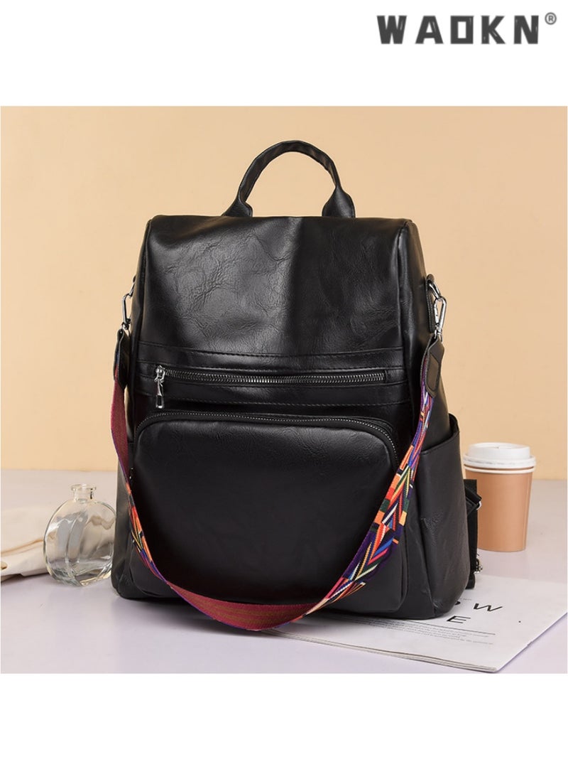 Backpack Womens Fashion PU Leather Anti-theft Backpack Lightweight Waterproof Rucksack Shoulder Bag Travel School Bag Casual Daypack