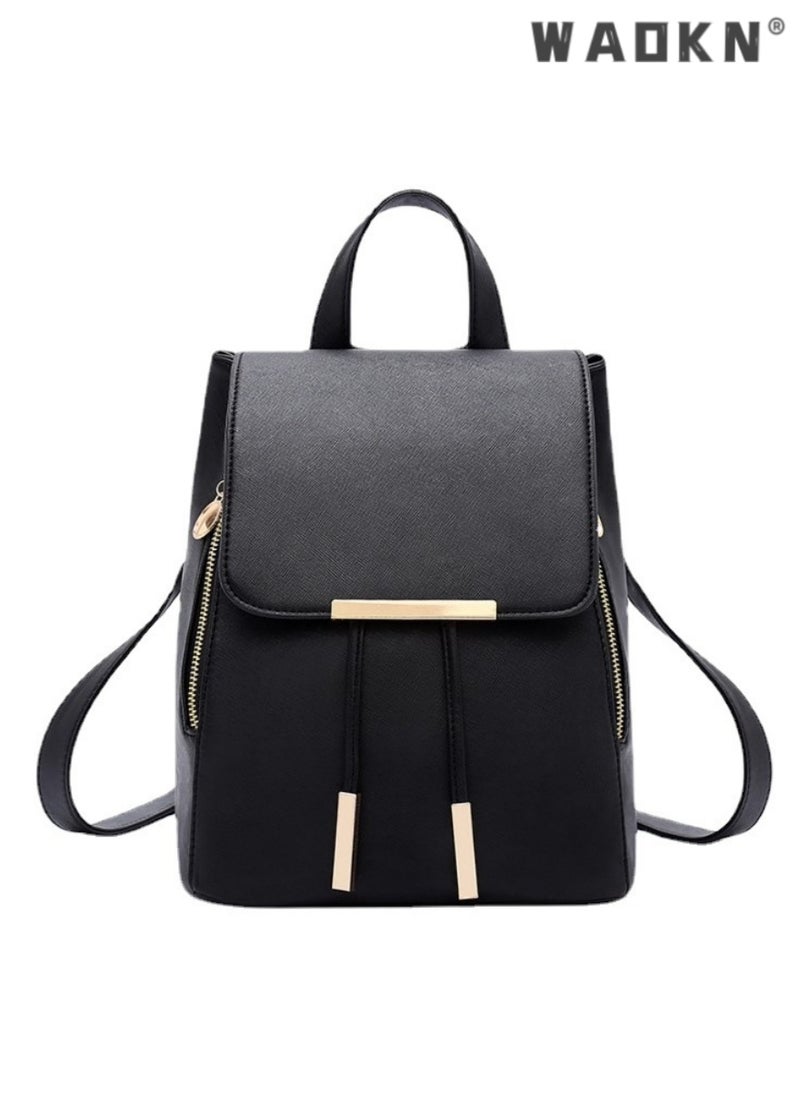 Korean Version Fashionable Double Shoulder Bag Backpack with Enhanced Features - Classic Black