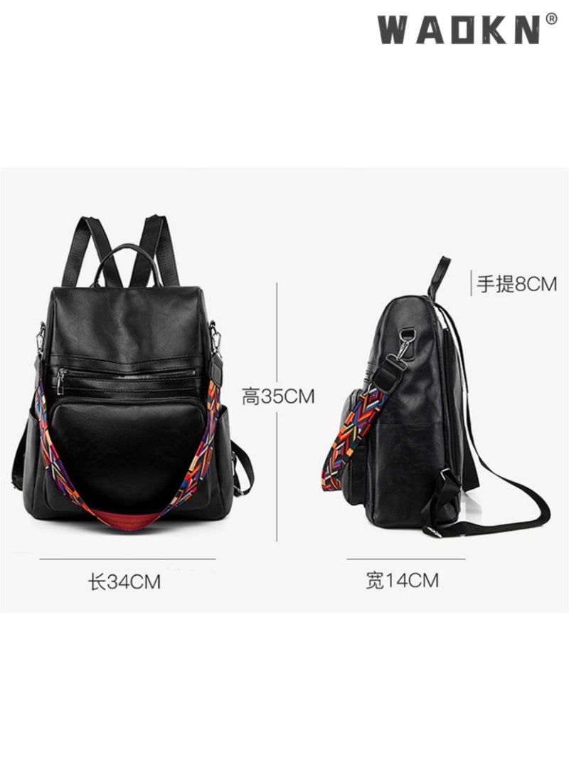 Backpack Womens Fashion PU Leather Anti-theft Backpack Lightweight Waterproof Rucksack Shoulder Bag Travel School Bag Casual Daypack