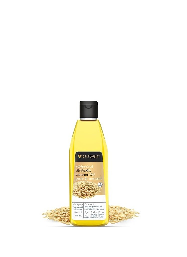 Soulflower Sesame Hair Oil for Hair and Skin, (Til, gingelly) | 100% Pure, Natural & Coldpressed | 225ml