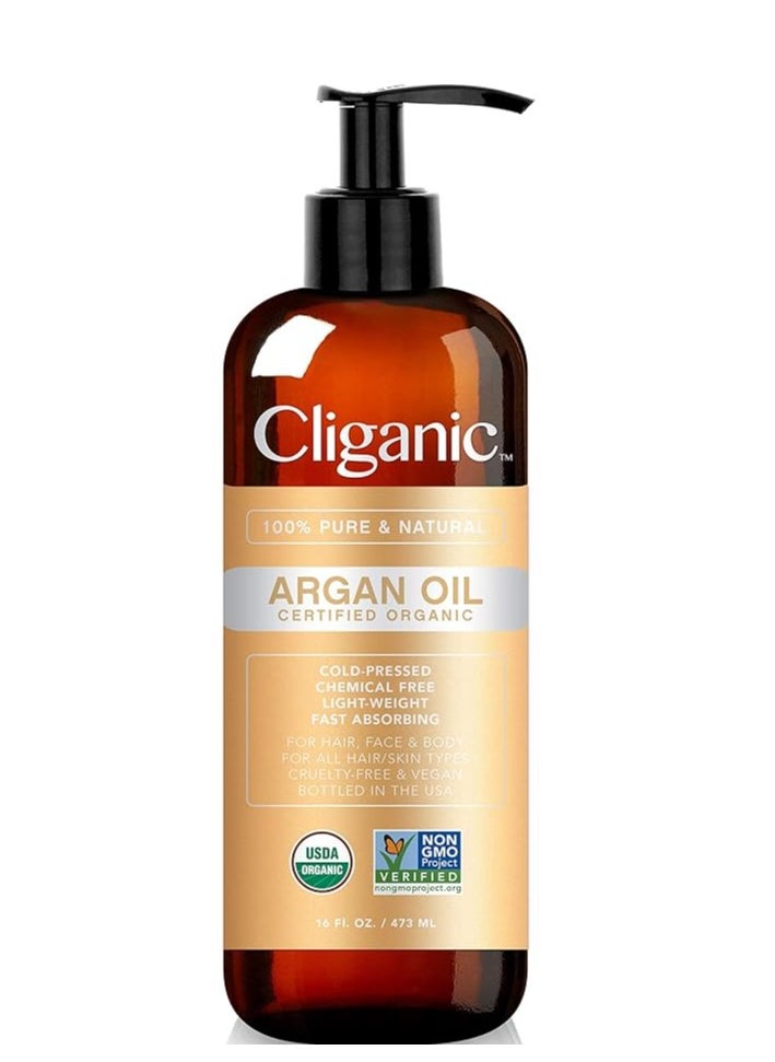 Cliganic Organic Argan Oil 16oz with Pump, 100% Pure | Bulk for Hair, Face & Skin