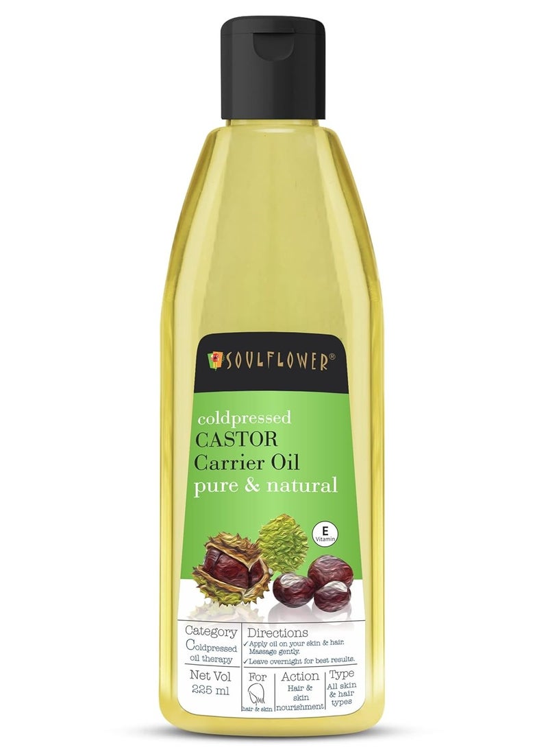 Soulflower Organic Castor Hair Oil Hair Growth, Stronger Hair, Skin Care, Nails, 100% Pure, Natural, Coldpressed, No Mineral Oil & Preservatives, 225ml